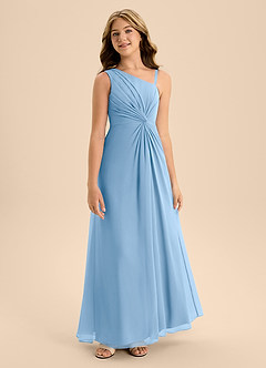 Azazie Brooke Junior Powder Blue A-Line Side Slit Chiffon Dress image5