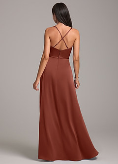 Azazie Naeem Bridesmaid Dresses Auburn A-Line Stretch Satin Dress image6