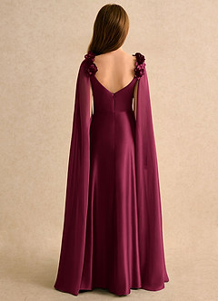 Azazie Rosita Girls Formal Flower Girl Dresses Burgundy A-Line Pleated Stretch Satin Dress image2