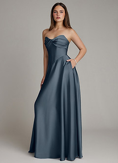 Azazie Meleena Bridesmaid Dresses Twilight A-Line Strapless Stretch Satin Dress image6