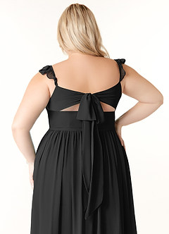 Azazie Metz Bridesmaid Dresses Black A-Line Sweetheart Ruched Chiffon Dress image12