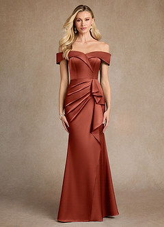 Azazie Laredo vestidos de madre de la novia Vestido de Terracota de Satén Elástico de Sirena con Vestidos sin tirantes image1
