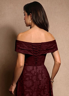 Azazie New Britain Abiti per la Madre della Sposa Abito A-Line in Burnout Floreale Plissettato Cabernet image8