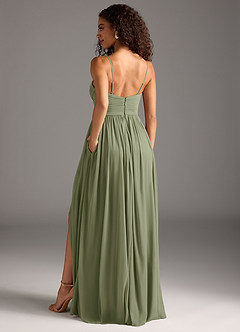 Azazie Alia Final Sale Dusty Blue A-Line Pleated Mesh Dress image6