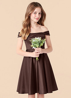 Azazie Amira Junior Vestido Ganache de Satén Elástico de Corte en A con Plisado image5
