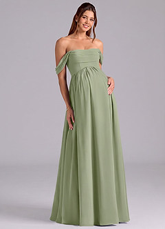 Azazie Saige Maternity Bridesmaid Dresses A-Line Pleated Chiffon Floor-Length Dress image3