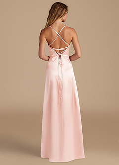 Azazie Mei Bridesmaid Dresses Rose Gold A-Line Metallic Satin Dress image5