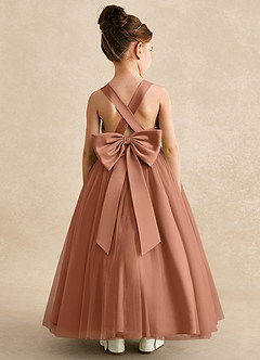 Azazie Peanut Flower Girl Dresses Bronzer A-Line Strap Tulle Dress image1
