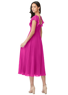 Azazie Bondi Bridesmaid Dresses Fuchsia A-Line Ruched Chiffon Dress image2