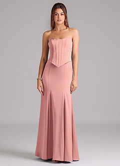 Azazie Ximena Robes de demoiselle d'honneur Robe Sirène Convertible en Satin extensible Corset Rosette image3