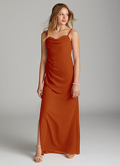 Azazie Mai Junior Paprika Sheath Pleated Chiffon Dress image3