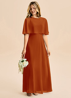 Azazie Maris Junior Robe Trapèze en Mousseline de soie Paprika image6