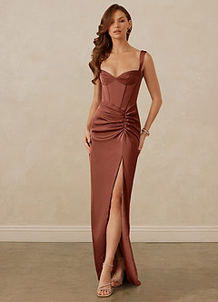Christian Siriano Bridal for Azazie 1017 Bridesmaid Dresses Clay Sheath Sweetheart Neckline Stretch Satin Dress image1