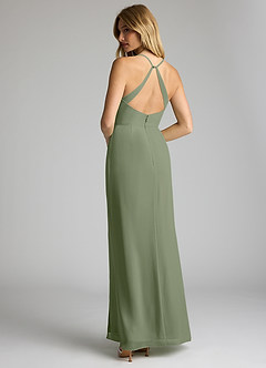 Azazie Becca Final Sale Dark Navy Sheath V-Neck Chiffon Dress image6