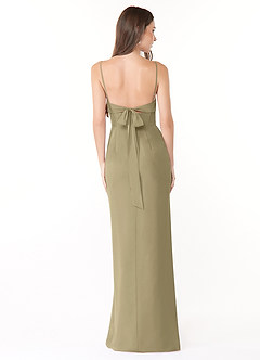 Azazie Mai Bridesmaid Dresses Moss Green Sheath Pleated Chiffon Dress image2