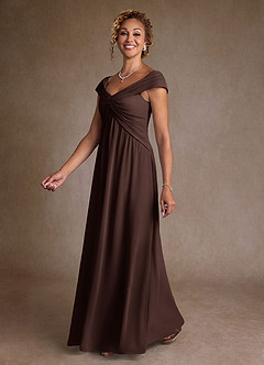 Azazie Myrtle Mother of the Bride Dresses Ganache A-Line Pleated Chiffon Dress image4