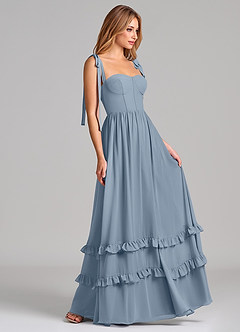 Azazie Anastacia 신부 들러리 드레스 A라인 스윗하트 네크라인 쉬폰 바닥 길이 드레스 image3