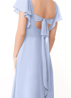 Azazie Syenna Abiti da Damigella Abito A-Line in Chiffon Increspato Ghiaccio image3