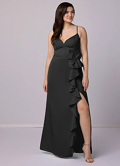Barbie ♥ Azazie Bridesmaid Dresses Sheath Bow Stretch Satin Floor-Length Dress image8