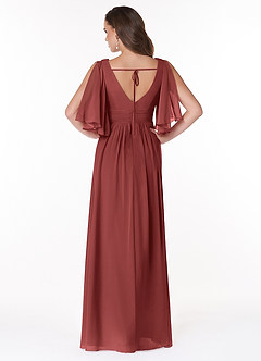 Azazie Temeka Bridesmaid Dresses Terracotta A-Line Ruched Chiffon Dress image2