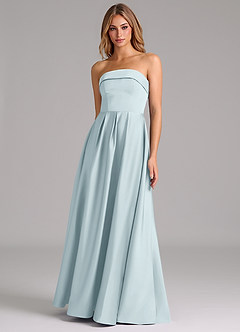 Azazie Lucienne Bridesmaid Dresses Mist A-Line Strapless Stretch Satin Convertible Dress image1