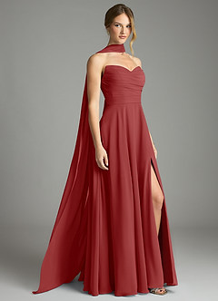 Azazie Ayla Abiti da Damigella Abito A-Line in Chiffon Scollo a Cuore Ruggine image1