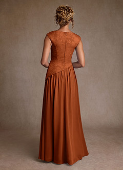 Azazie Kalleen Mother of the Bride Dresses Burnt Orange A-Line Pleated Chiffon Dress image3