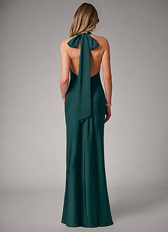 Azazie Velli Bridesmaid Dresses Pine Mermaid Stretch Satin Dress image5