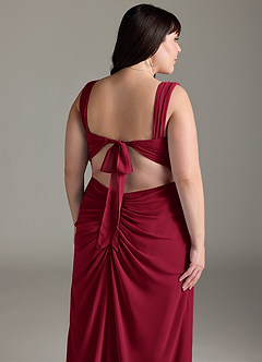Azazie Jesaphine Bridesmaid Dresses Burgundy Sheath Bow Chiffon Dress image14