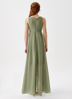 Azazie Lizette Junior Pistachio A-Line Pleated Chiffon Dress image6