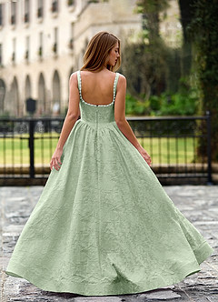 Thyme Salbei A-Linien-Abendkleid mit 3D-Blumenmuster image2