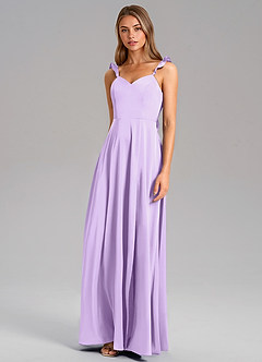 Azazie Everett Robes de demoiselle d'honneur Robe Trapèze en Satin extensible Lilas image4