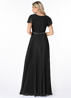 Azazie Kara Modest Bridesmaid Dresses A-Line Pleated Chiffon Floor-Length Dress image2