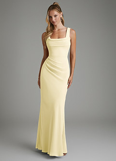 Azazie Asa Bridesmaid Dresses Lemon Sorbet Sheath Corset Chiffon Dress image1