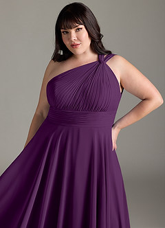 Azazie Charlize Bridesmaid Dresses Grape A-Line One Shoulder Chiffon Dress image12