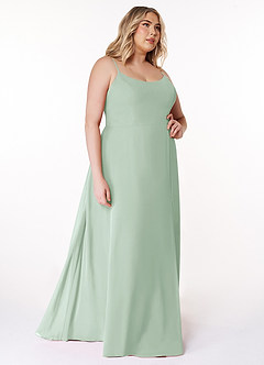 Azazie Moira Brautjungfernkleider A-Linie Schaufel Chiffon Kleid Agave image11