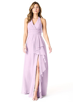 Azazie Aviv Bridesmaid Dresses Frosted Lilac A-Line Pleated Chiffon Dress image1