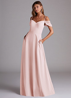 Azazie Marley Bridesmaid Dresses Blushing Pink A-Line Off the Shoulder Chiffon Convertible Dress image1