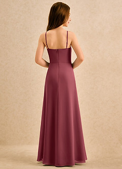 Azazie lolly Girls Formal Robe Demoiselle D'honneur Fillette Robe Trapèze en Mousseline de soie Plissée Merlot image2