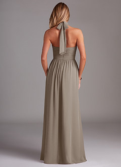 Azazie Avary Bridesmaid Dresses Taupe A-Line Pleated Chiffon Dress image8