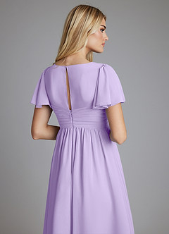 Azazie Verna Maternity Bridesmaid Dresses A-Line V-Neck Ruched Chiffon Floor-Length Dress image6