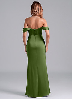 Azazie Asha Bridesmaid Dresses Juniper Sheath Off the Shoulder Stretch Satin Convertible Dress image4
