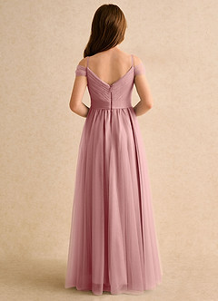 Azazie Yuna Girls Formal Abiti da Ragazza di Fiori Abito A-Line in Tulle Spalle Scoperte Rosa Polverosa image2