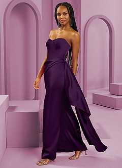 Barbie ♥ Azazie Brautjungfernkleider Wandelbar Etui Schulterfrei Stretch-Satin Kleid Traube image6