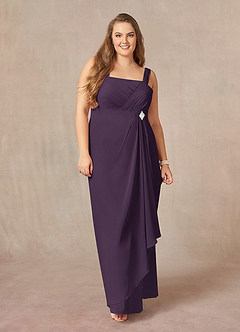 Azazie Weisz Mother of the Bride Dresses Plum A-Line Square Neckline Pleated Chiffon Dress image10