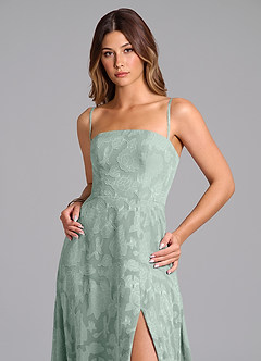 Azazie Wren Vestidos de damas de honor Vestido Agave de Devorado Floral de Línea A con Palabra de honor image2