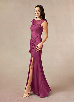 Azazie Oliniana Mother of the Bride Dresses Mulberry Mermaid Lace Mesh Dress image2