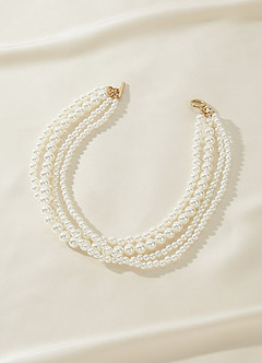 front Multi-Strand Pearl Toggle Necklace