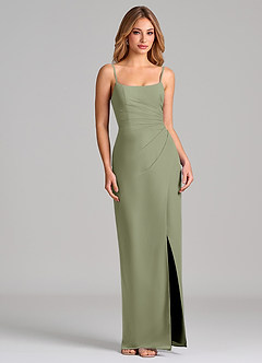 Azazie Calandra Suknie dla druhen Osłona Pofałdowany Szyfon Do ziemi Sukienka image5