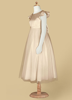 Azazie Aster Final Sale Dusty Rose A-Line with Sleeves Tulle Dress image8